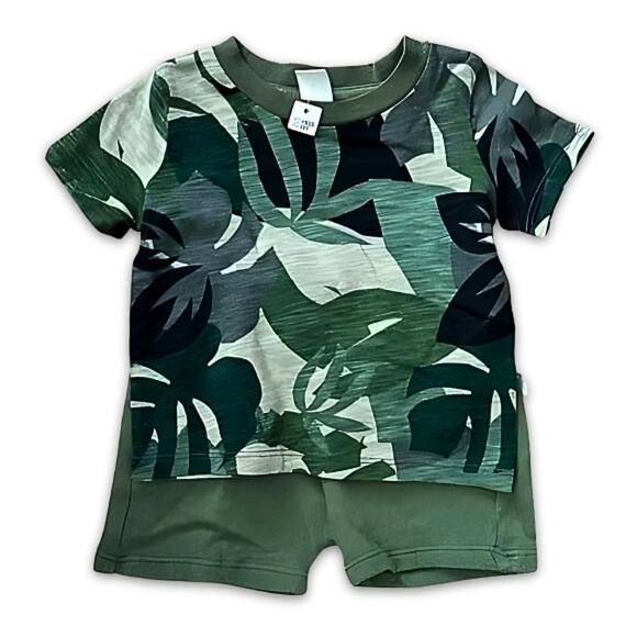 Tucker + Tate Shorts Set Tropical Floral Print Short Sleeve Green Kid's 3M NWOT - Picture 1 of 7